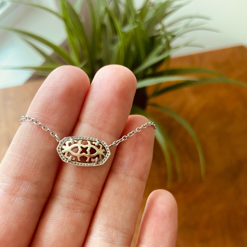 Kendra Scott elisa silver pendant necklace with gold filigree